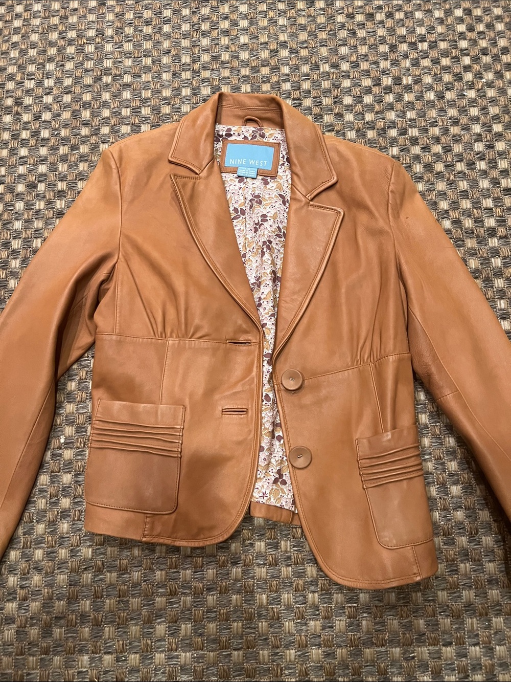 Nine West Camel Leather Blazer Jacket